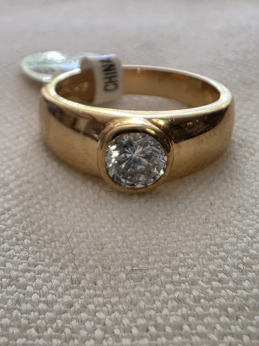 14KT Gold Electroplate Solitaire CZ Ring Bold Luxe Statement Size 8